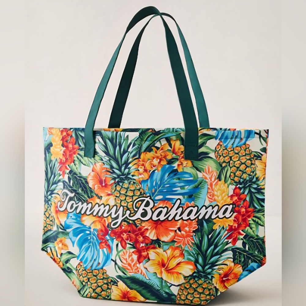Tommy Bahama Tropical Floral Tote - Blue and Orange